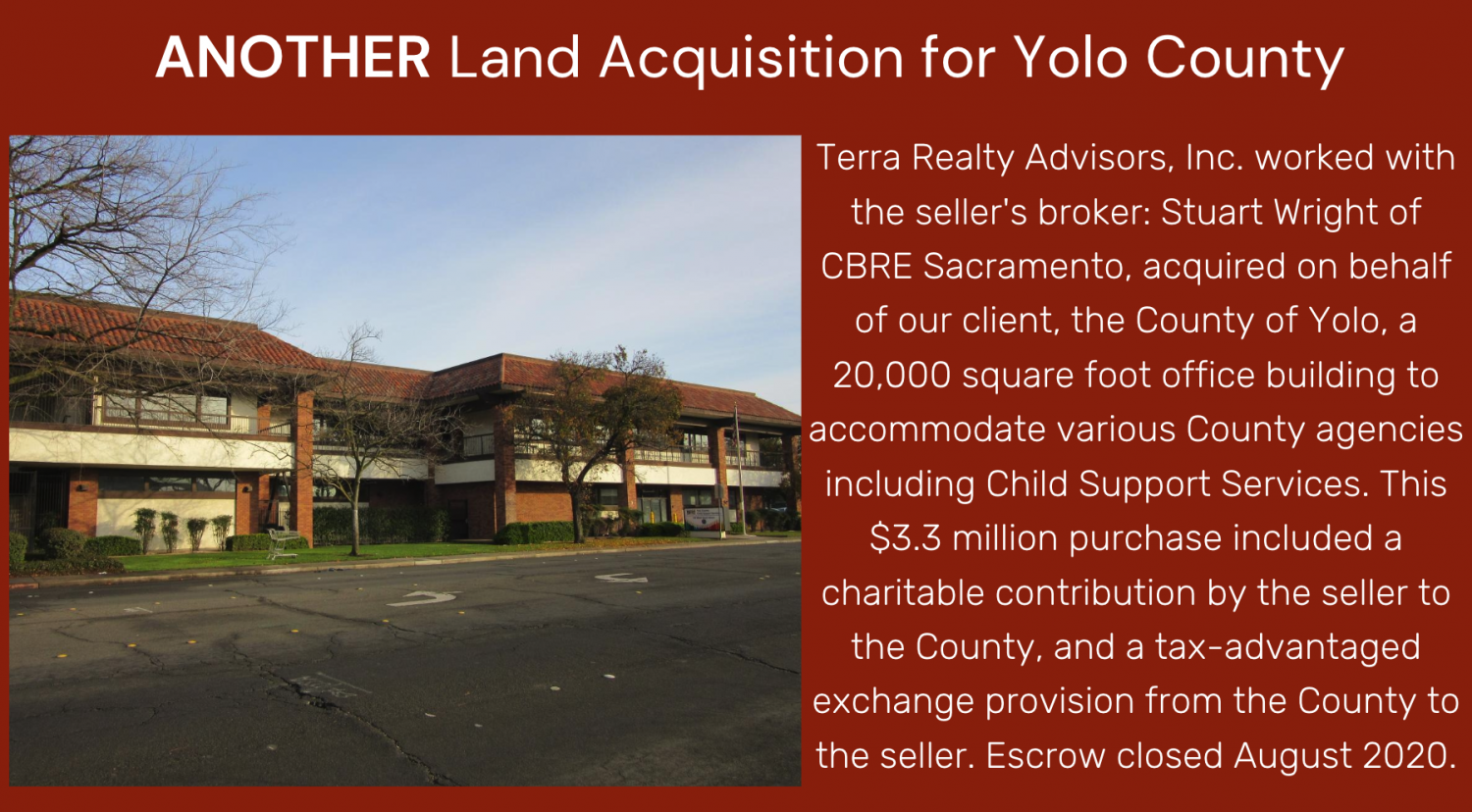 ANOTHER Land Acquisition for Yolo County Terra Realty Advisors